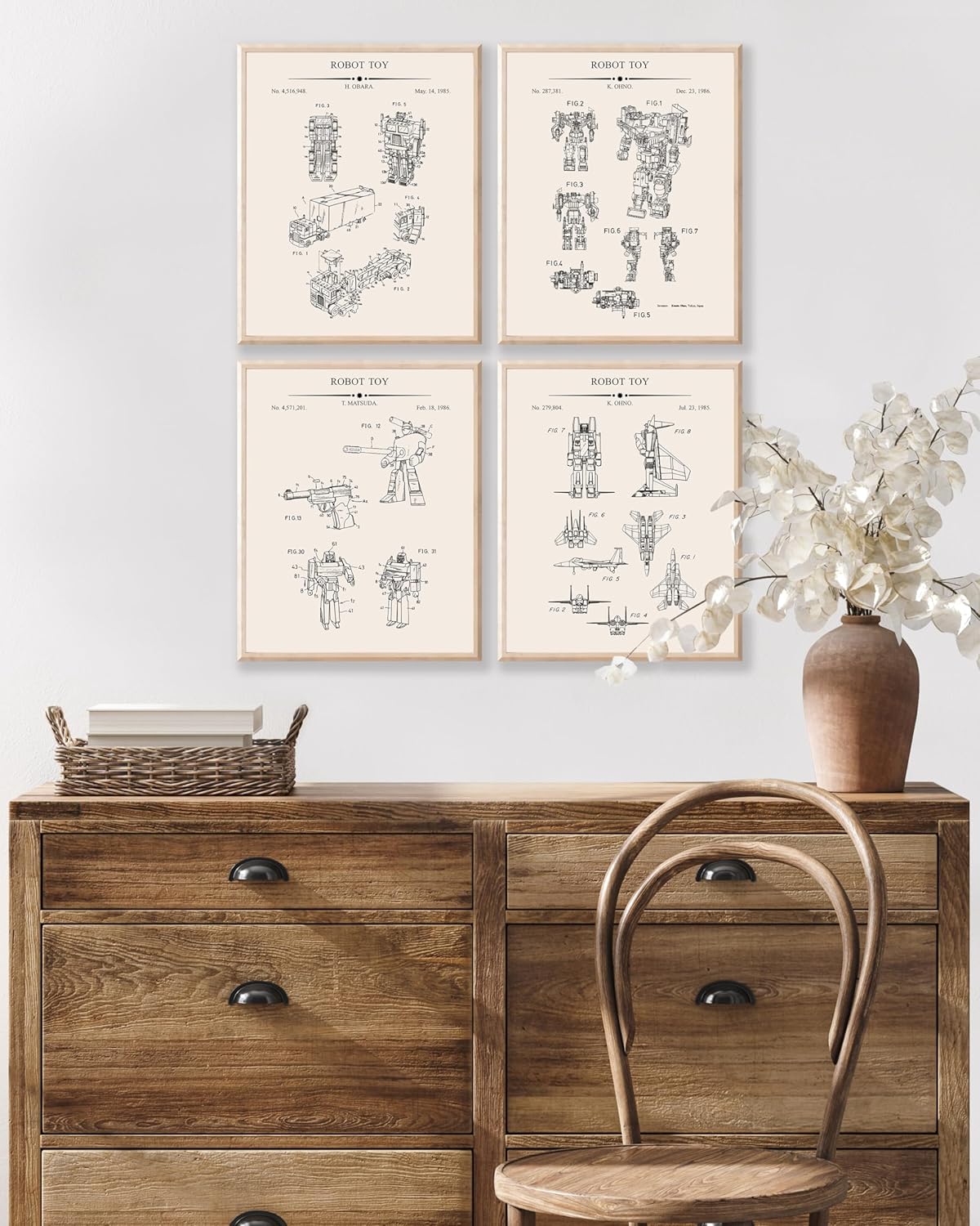 Poster Master 4-Piece Transforming Robots Patent Print - Toys Blueprint Poster - Science Fiction Art - Technical Drawing Wall Design - Kid's Room or Living Room Wall Decor - 8x10 UNFRAMED Wall Art