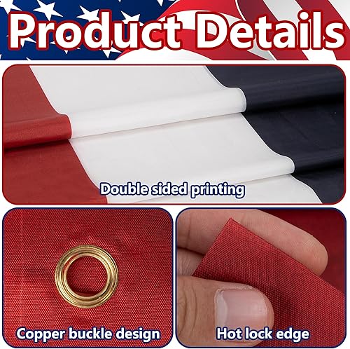Miniatura 9 de EBaokuup Bandera patriótica plisada de Estados Unidos de 1.5 x 3 pies, 10 banderines de bandera estadounidense patriótica banderines bandera de