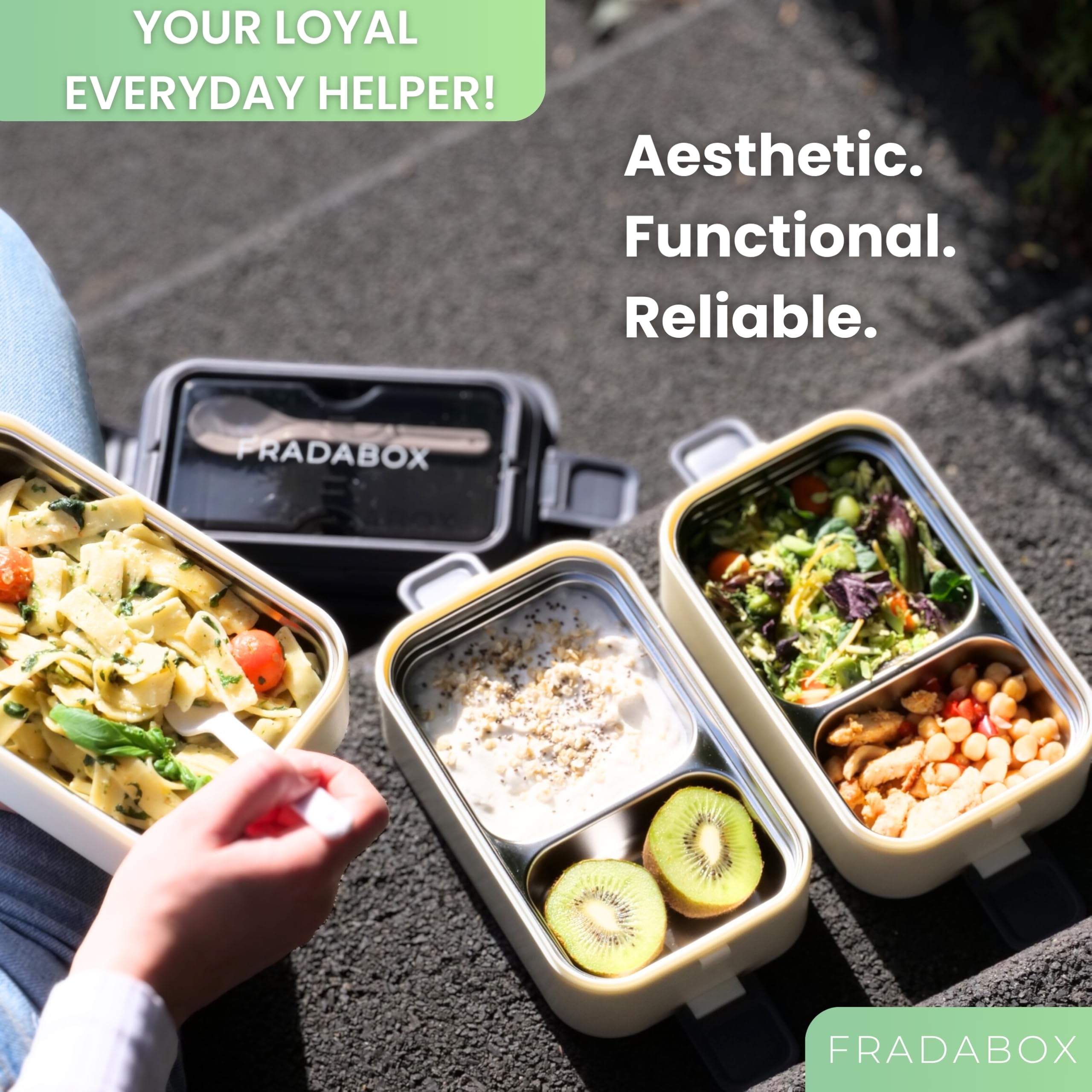 Bento Boîte à déjeuner « Jamie » 2700 ml, à 3 étages, avec couverts et compartiments, en acier inoxydable de qualité supérieure, sans BPA, grande, pour adultes, anti-fuite et passe au