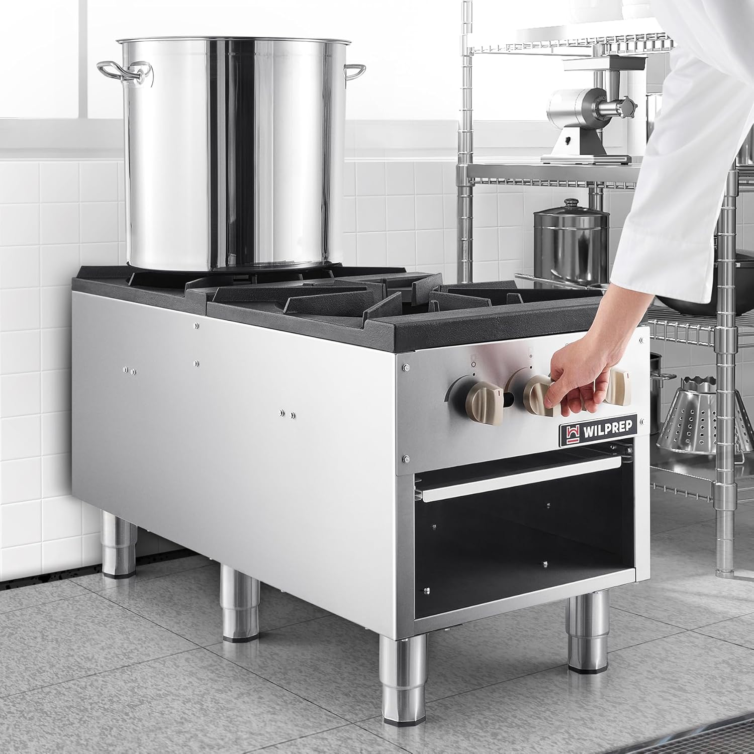 WILPREP Commercial Gas Stove, 2 Burner with Total 160000 BTU, 53" Propane Range with Natural Conversion Kit Grates, Stainless Steel for Restaurant Kitchen, silver