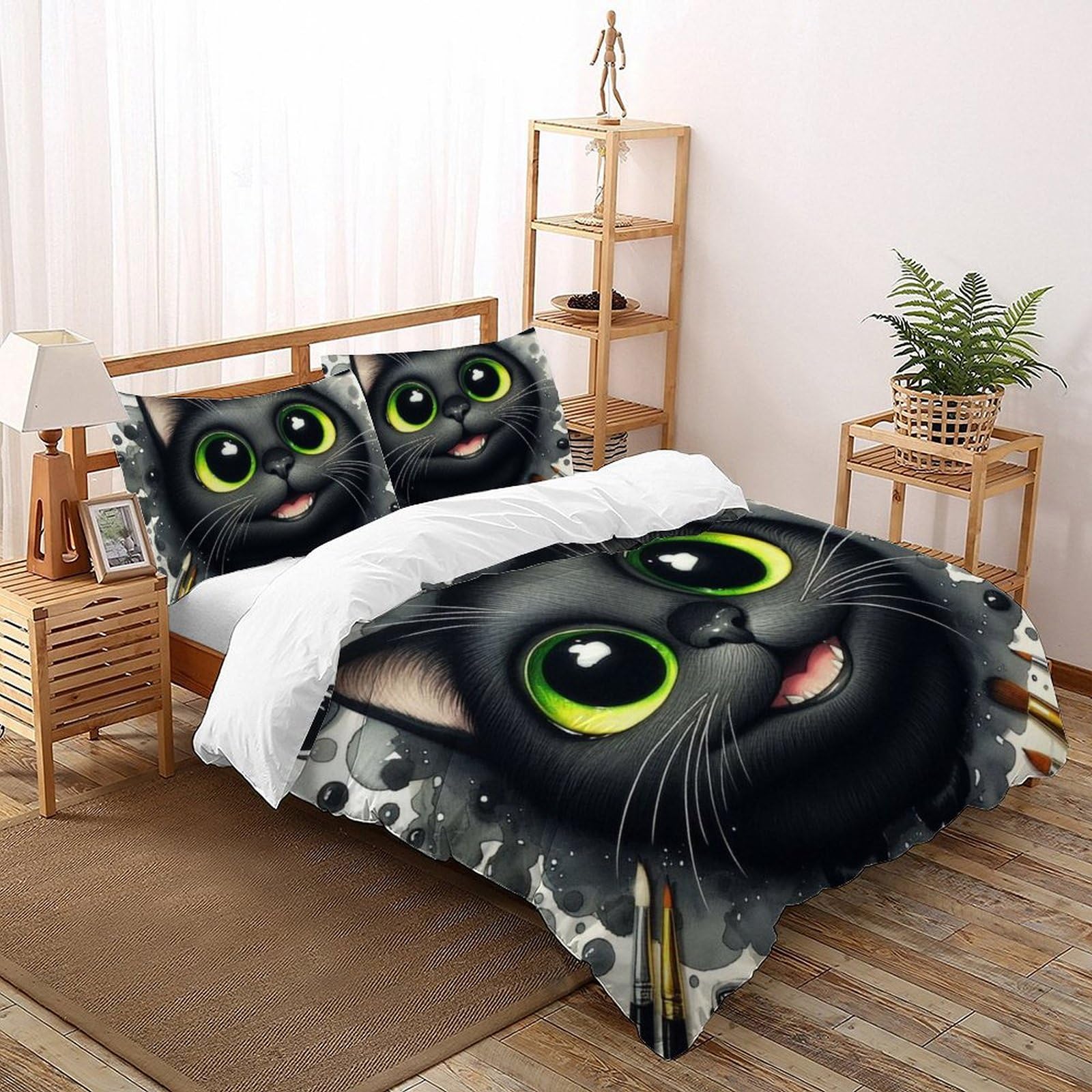 Douceur Super King parure Mignon Black Cat en impression 3D haut de gamme