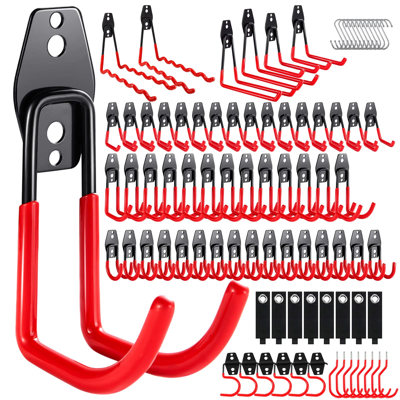 3-H Garage Hooks Heavy Duty,Garage Wall Hooks 86 Pack,Garage Hooks with 3 Welding Spots for Garden Tools,Ladders,Bikes,Shovel,Bulky Items