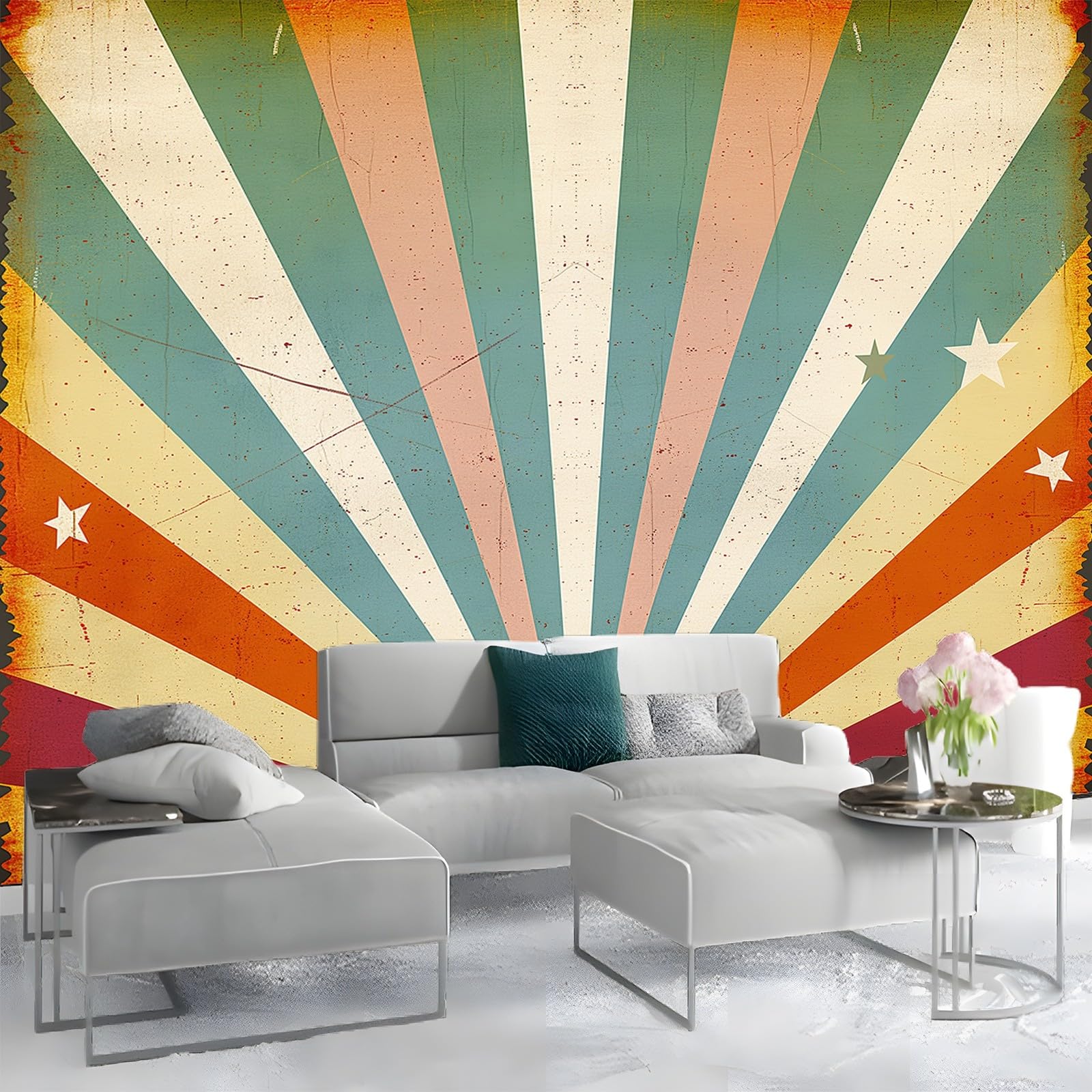 Art Papel Tapiz Fotográfico Fondo De Cartel De Circo Retro 350x256 cm Papel Pintado no Tejido Lana Decoración De Pared Sala Cuarto Póster Mural para Sala de estar Dormitorio Infantil Decoración