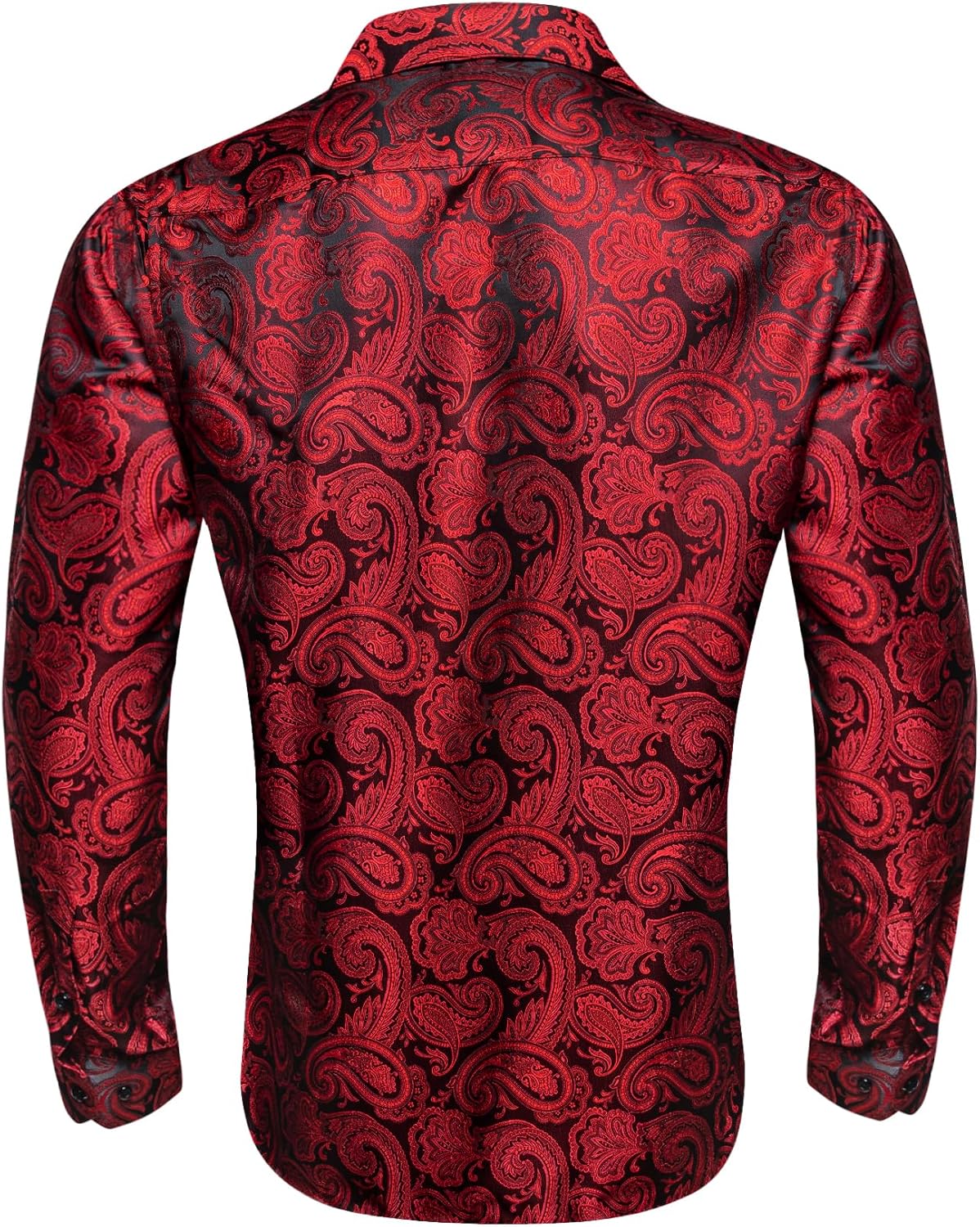 Barry.Wang Men's Silk Shirts Button Down Dress Shirt for Men Satin Paisley Floral Long Sleeve Cowboy Casual Mexico Shirts - Image 4