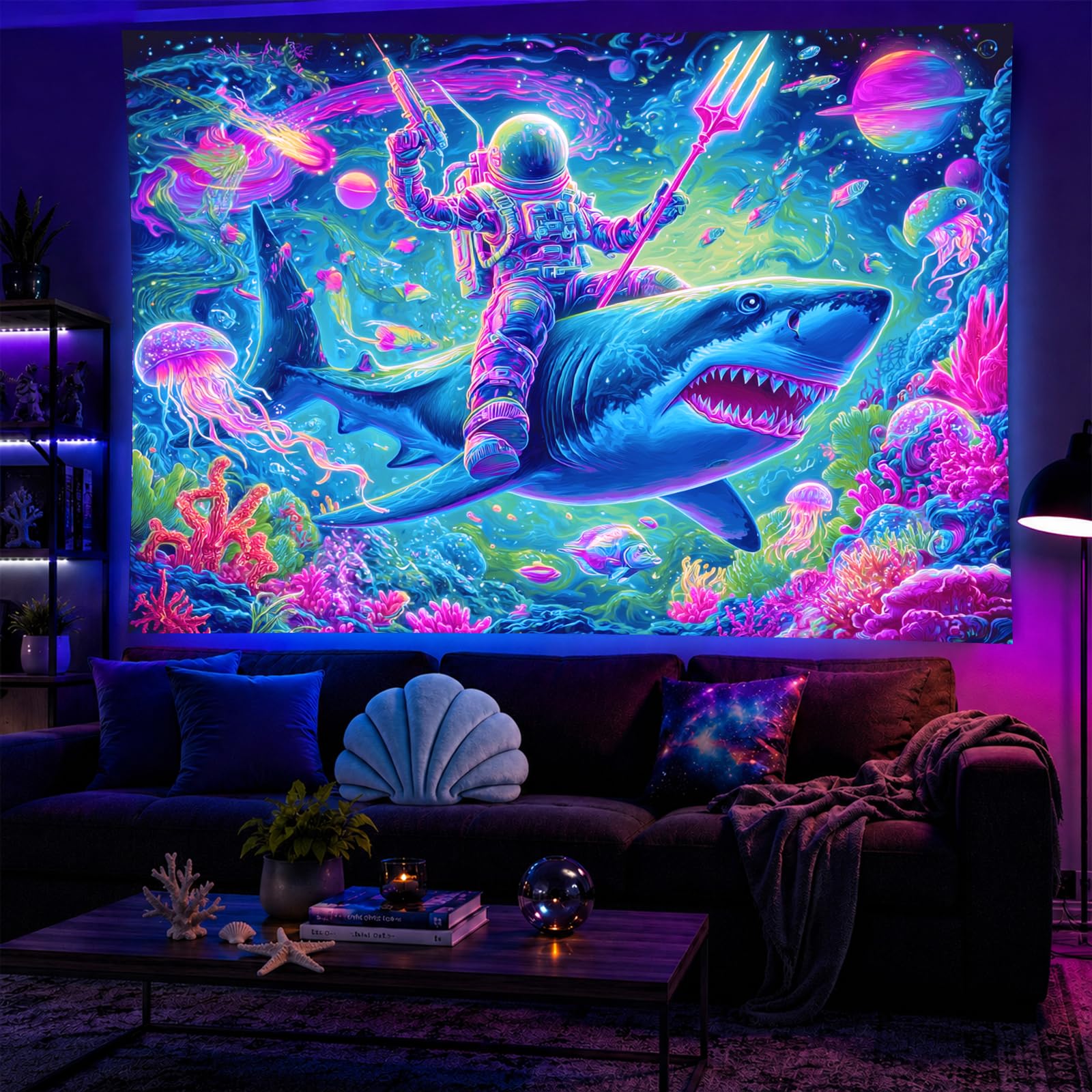 BlissYard Blacklight Tapestry Galaxy Room Wall Art 78 x 59 Inch