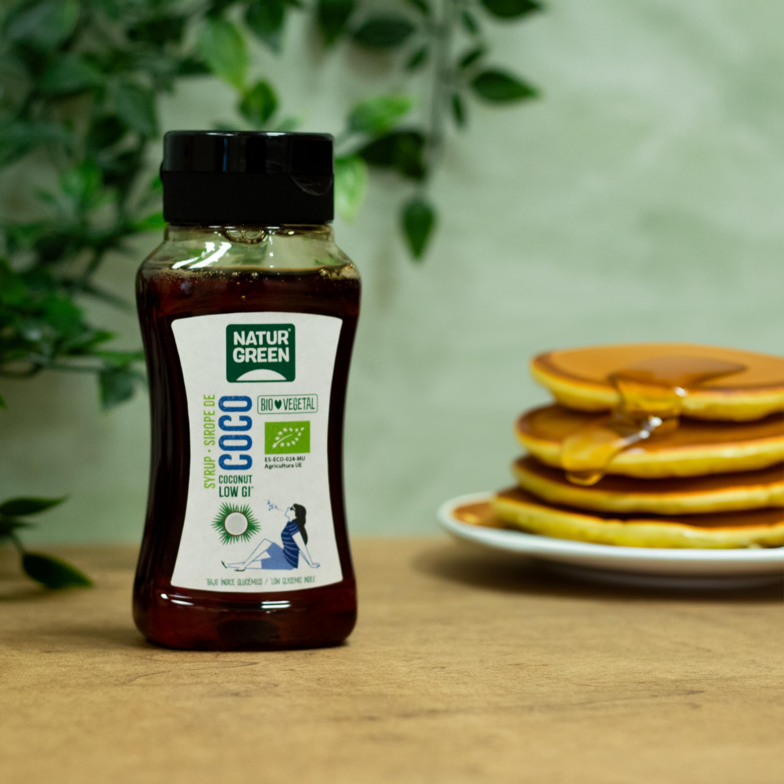 NaturGreen Sirope de Coco BIO Jarabe de Coco Dark Ecológico Bajo Índice Glucémico Edulcorante Vegano Sin Gluten - 255 ml/350g