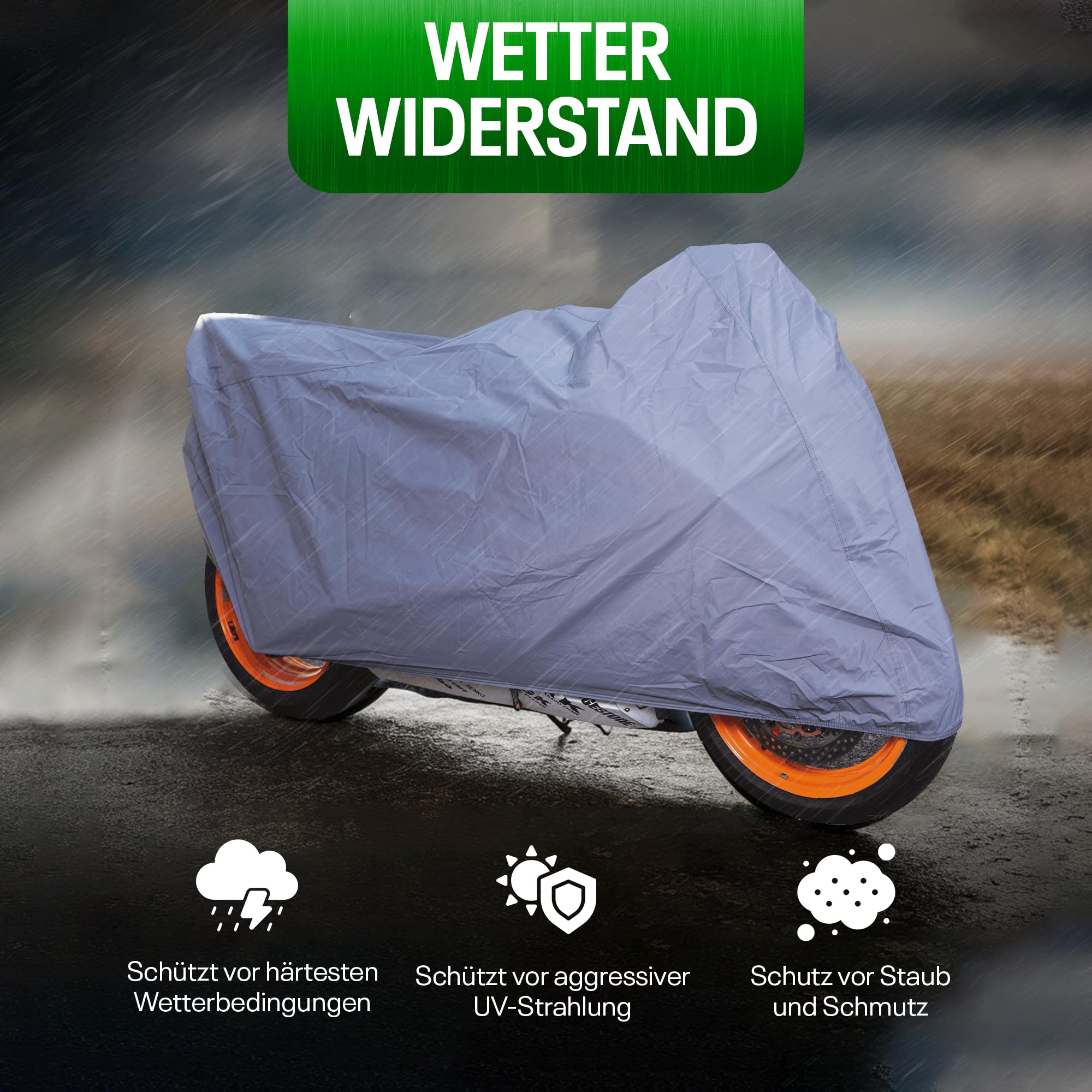 Bâche de protection pour moto, de qualité supérieure, résistante aux intempéries et à l'air, mélange de polyester et de coton, résistante à la chaleur, avec fenêtre, sac de rangement, taille L, 203 x