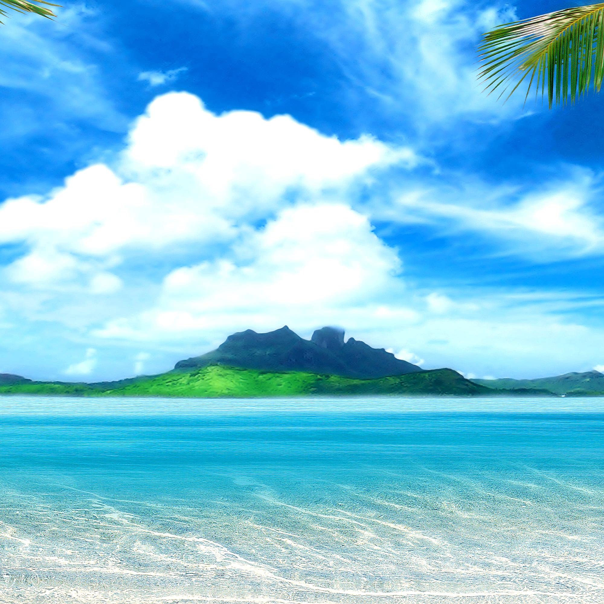 Runa Art - Bilder Strand Palmen 200 x 100 cm 5 Teilig XXL Wanddekoration Design Blau Beige 603351a