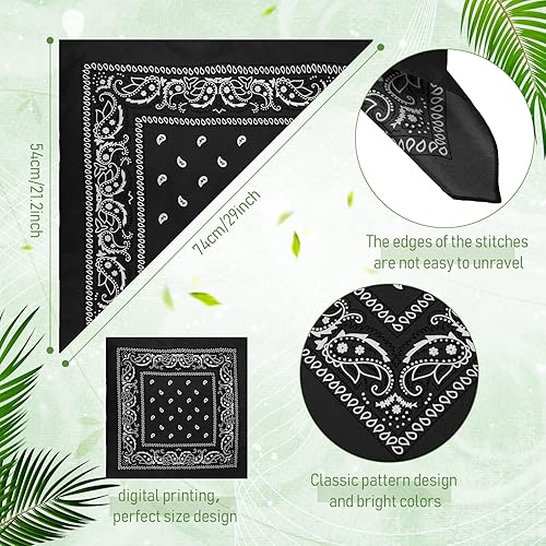 Miniatura 3 de Paquete de 100 bandanas unisex de cachemira a granel, multiusos, envoltura para la cabeza de vaquero, suministros de fiesta, 21.26 pulgadas