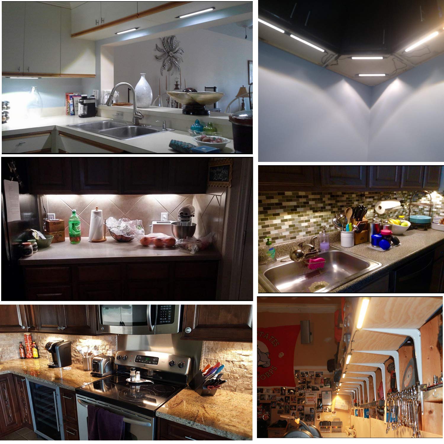 AlBOO - Luces LED para debajo del armario, con cable, 6000 K, regulable, 28 cm, luces de cocina de 12 V, enchufe con red