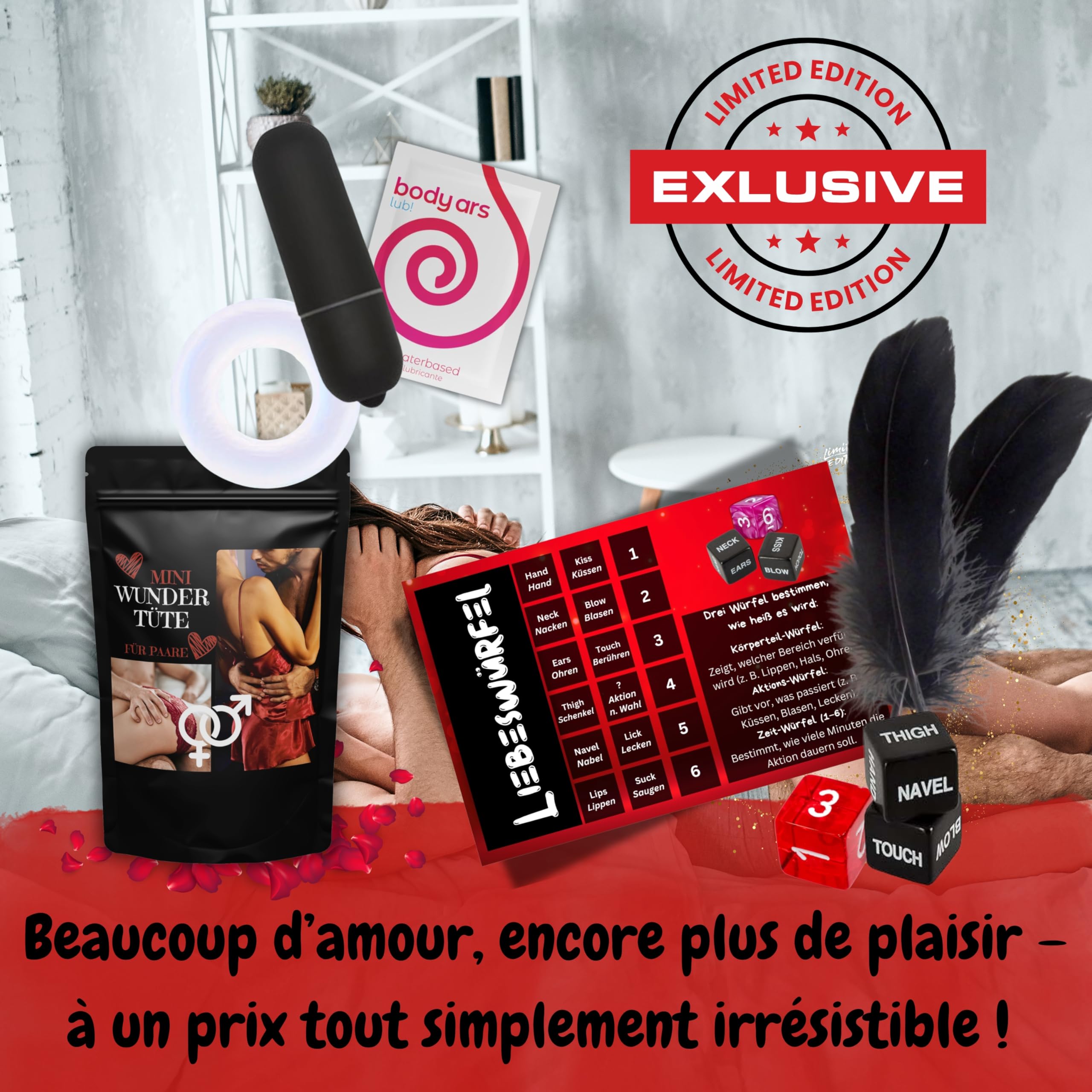 Pochette surprise pour elle et lui - Mini kit érotique en édition limitée - Pour adultes - Boîte surprise pour couples - Jouet sexuel pour hommes et femmes - Semainier sexy