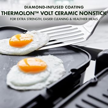 GreenPan Electric Indoor Stainless Steel 6-in-1 Contact Grill and Griddle, Healthy Ceramic Nonstick, Dishwasher Safe Reversible Plates, PFAS-Free