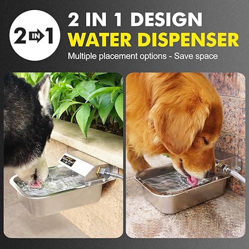 Miniatura 4 de Dispensador automático de agua para perros, cuenco de agua potable patentado de 3 litros para perros al aire libre, alimentador de acero inoxidable