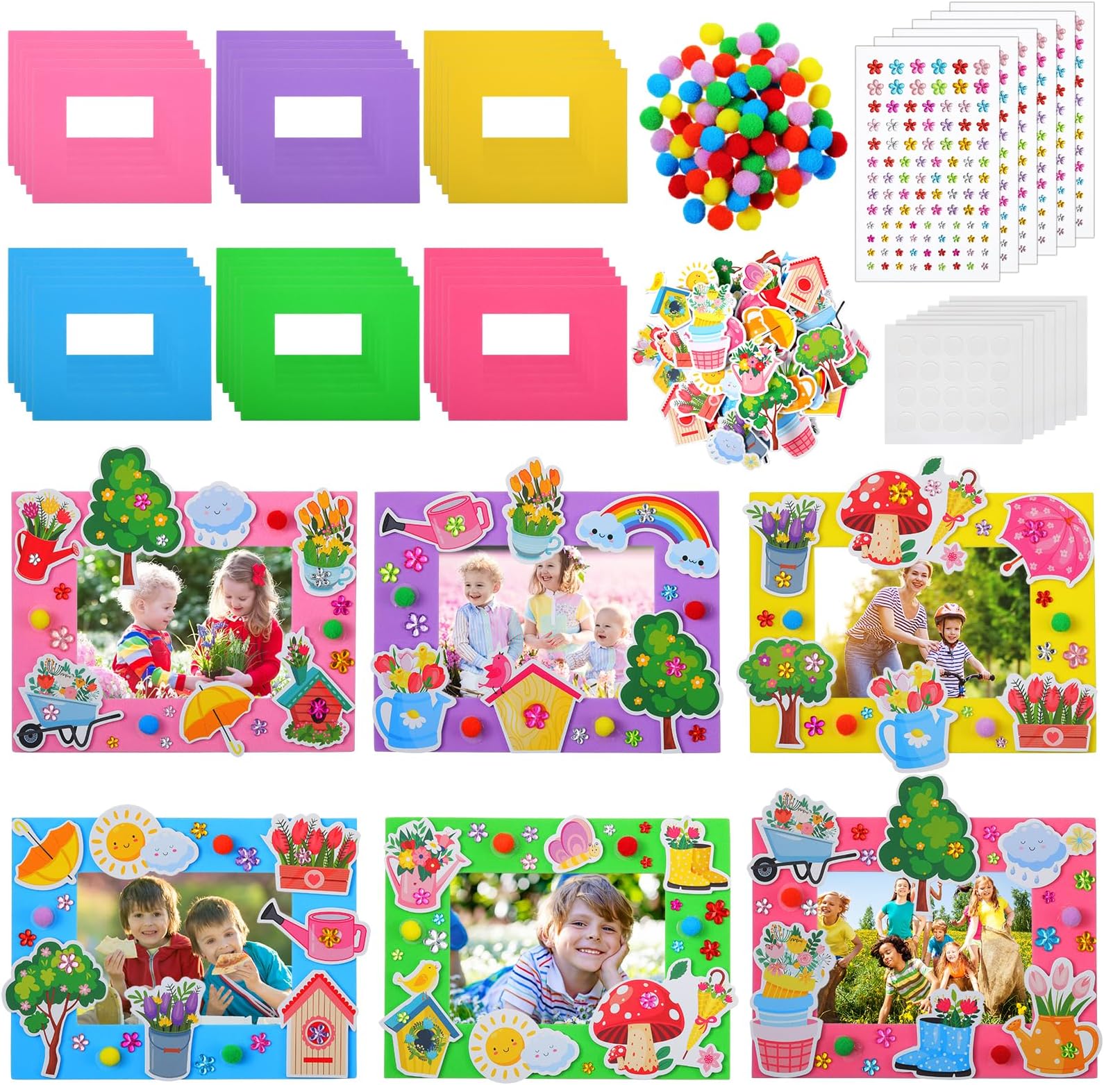 232 Pieces Spring DIY Picture Frames Craft Kit for Kids 32