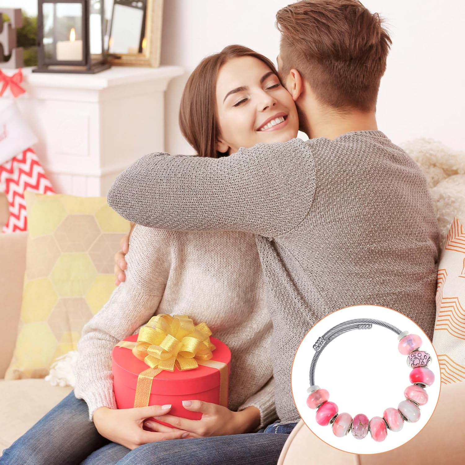 60pcs Elastic Charm Bracelet Chain Stainless Steel Cable Wire Twisted Cuff Bangle Bracelet Snake Charm Bracelets Expandable Silver Snake Bracelets for Crafts DIY Women Jewelry Making Supplies Gifts - Image 6