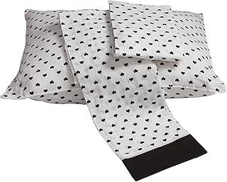 Bacati - Aztec/Love 3 Piece Toddler Bed Sheet Set Includes Fitted Sheet, Top Sheet, and Pillow Case (3 pc Toddler Bed Sheet Set, Black Hearts)