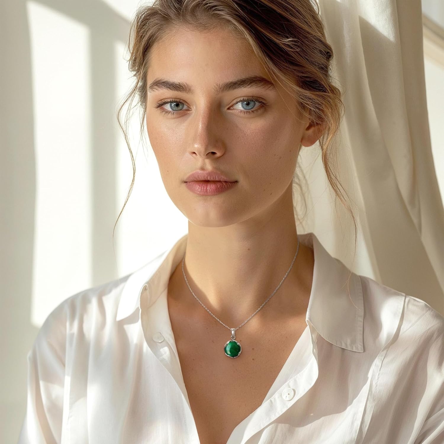 Gemstone Necklaces for Women Silver - Gemstone Pendant - 925 Sterling Silver Birthstone Necklace - Dainty Necklace for Women - Everyday Jewelry for Women - Image 2