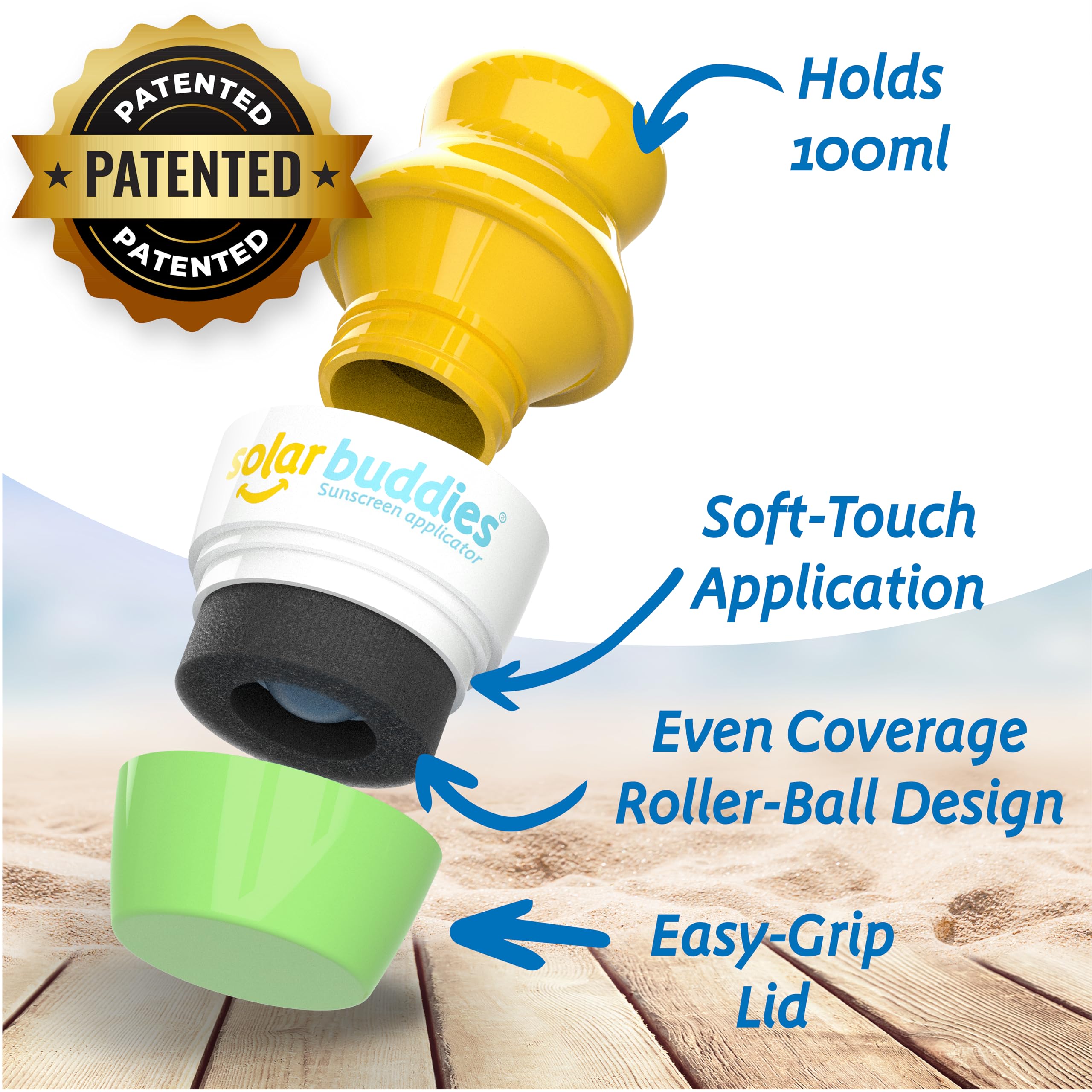 Solar Buddies Applicatore Solare - Blu, Blu, Verde, Verde - Ricaricabile Senza BPA Roll-on a Spugna per Bambini, Adulti e Famiglie - 100ml/3,4 fl oz, Formato Viaggio