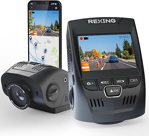 RexingUSA V1-4K Ultra HD Cámara de tablero de coche con pantalla LCD Wi-Fi de 24 pulgadas Grabadora de cámara de tablero gran angular de 170 con