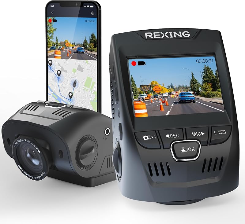 RexingUSA V1-4K Ultra HD GPS Dash Cam 2.4” LCD, Wi-Fi, 170° Wide Angle, G-Sensor, WDR, Loop Recording, Supercapacitor, Mobile App, CPL Filter, Supports 256GB