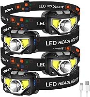 Vista 7 de LHKNL - Linterna frontal recargable LED, lúmenes ultrabrillantes, luz blanca y roja, lámpara de cabeza impermeable con sensor de movimiento, 2