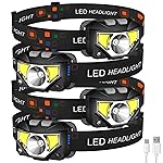 LHKNL Headlamp Flashlight,4-Pack Lumen Ultra Bright LED Rechargeable Headlight with White Red Light,Waterproof Motion Sensor Head Lamp,8 Mode for Outdoor Camping Running Cycling Fishing