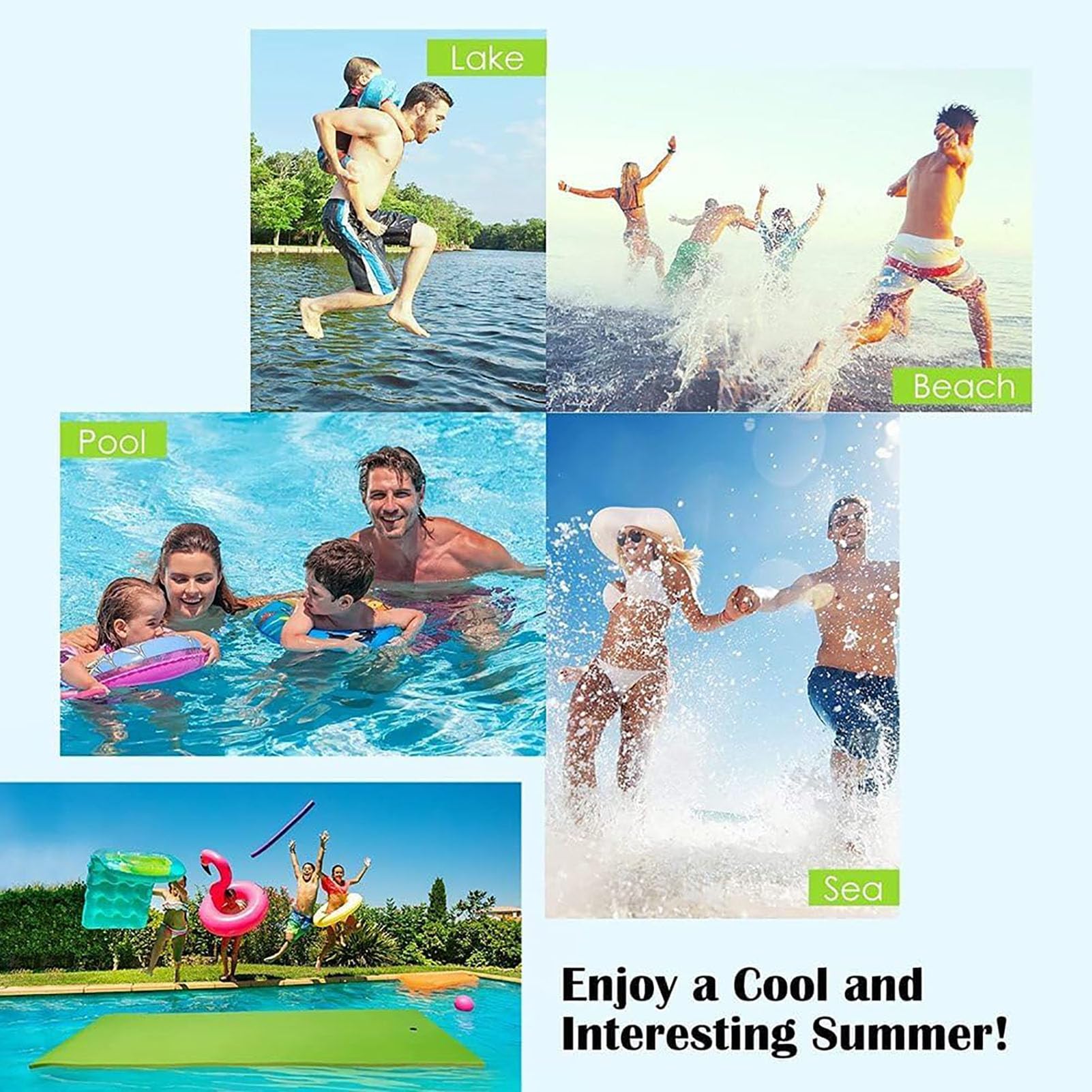 Tappeto Galleggiante, Tappeto d'Acqua Galleggiante Resistente agli Strappi per Lago, Tappeti Galleggianti per Piscina Ricreativa, Spiaggia, Lago, Disponibile, Adatto a più Utenti,Giallo,400x150x3.3cm