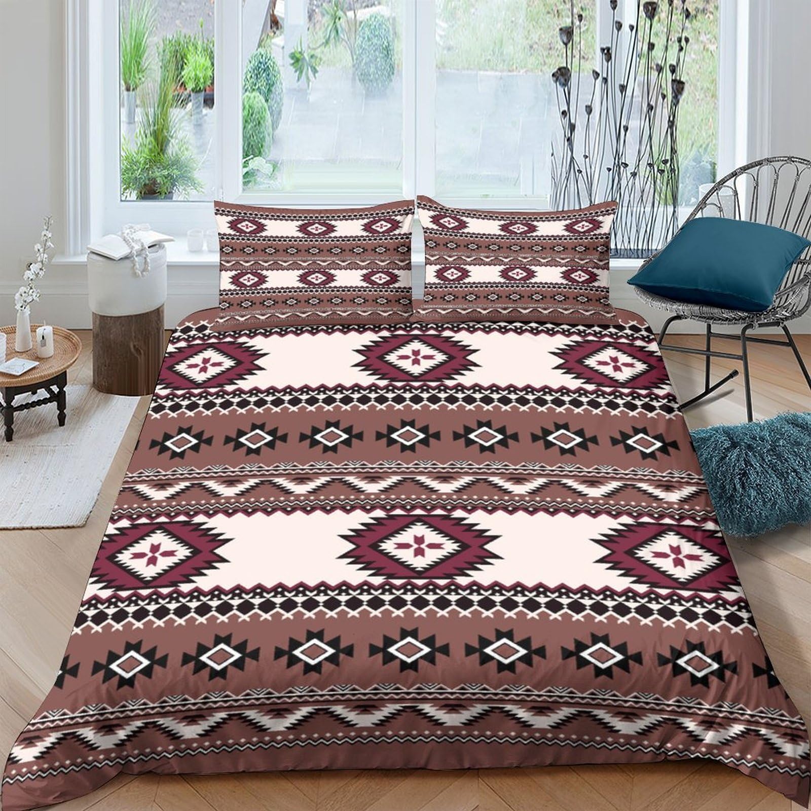 Ctjqhvkz Style-10 3D Printed Aztec Geometric Fitted Sheet Microfiber Soft Breathable Tribal Pattern Mattress Cover For Bedroom Decor Single（135X200cm）