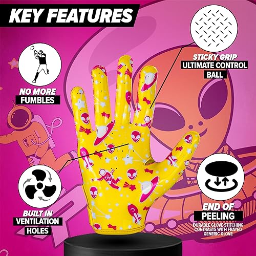 Miniatura 6 de Alien Grip Infinite Pro Edition Football Gloves Endless Game  GripPro Tech for Adult, Kids & Youth Football Gloves, No Peel, Ever Tacky