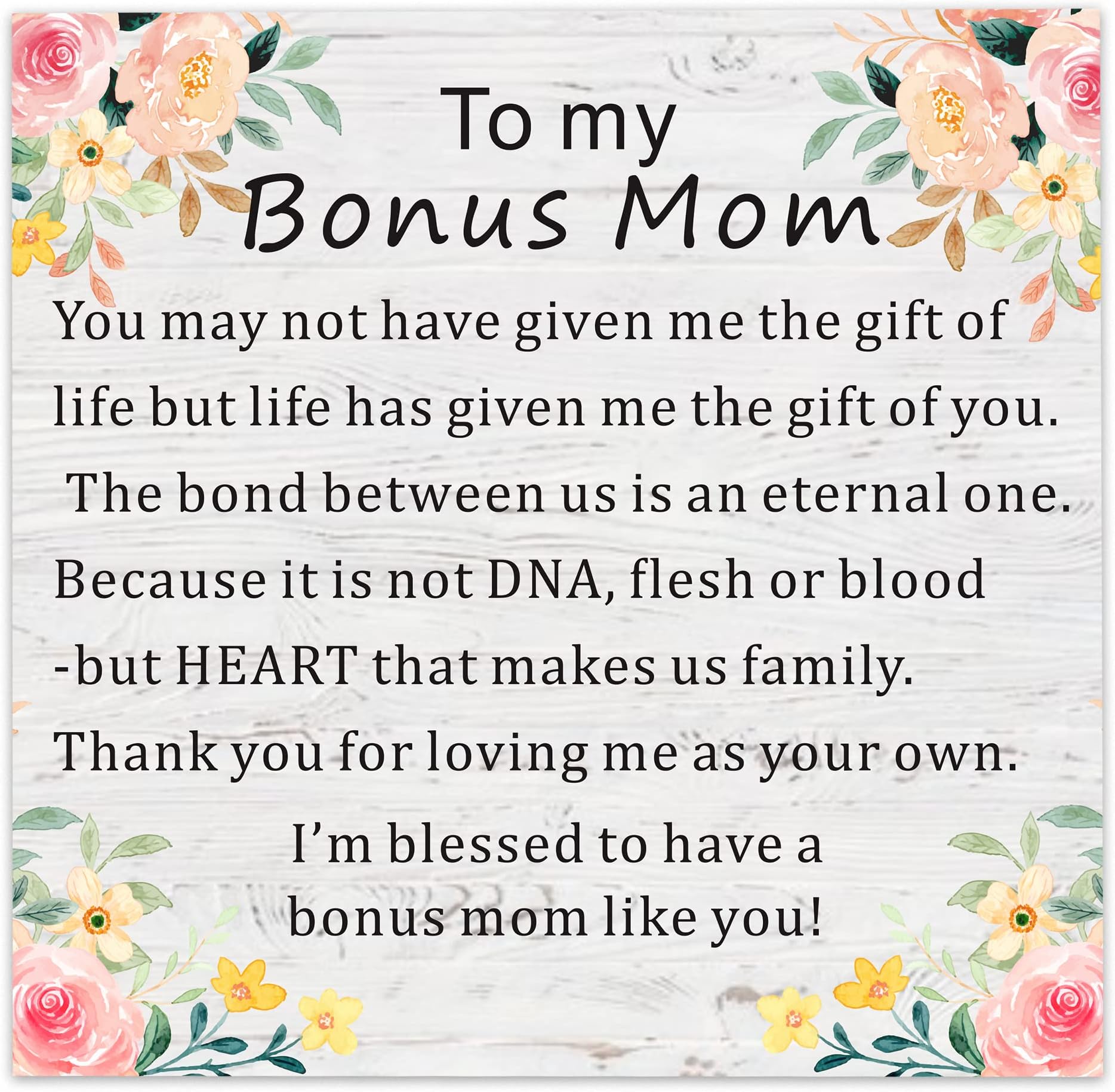 Step Mom Birthday Card - Best Bonus Mom Ever - Funny Novelty Happy Birthday Card From Step-Daughter Son, 145mm Mother's Day Greeting Cards For Step Mommy Mama Mam Mammy Mummy