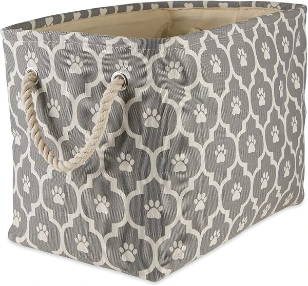 Bone Dry Pet Storage Collection Lattice Paw Print, Gray, Small Rectangle