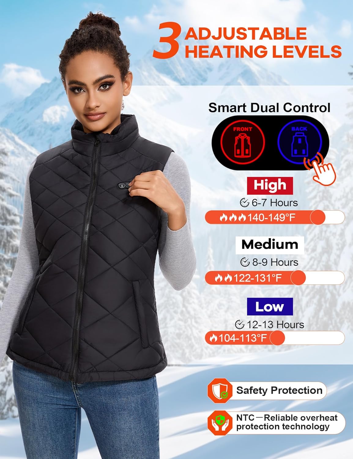 Heated Vest Women with 18400mAh 7.4V Battery Pack Included,Quilted Electric Warming Vest Women's Heated Vests - Image 3