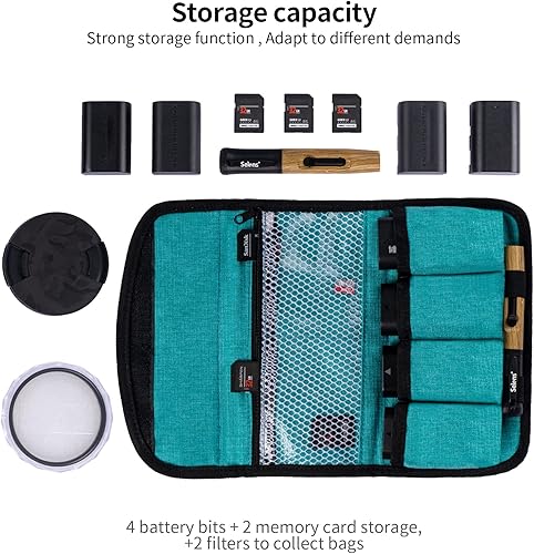 Miniatura 2 de Selens Funda para batería DSLR - Bolsa de 4 bolsillos para baterías NP-FZ100, LP-E6, AA, LP-E8, LP-E10, LP-E12, EN-EL14, EN-EL15, NP-FW50, NP-F550,