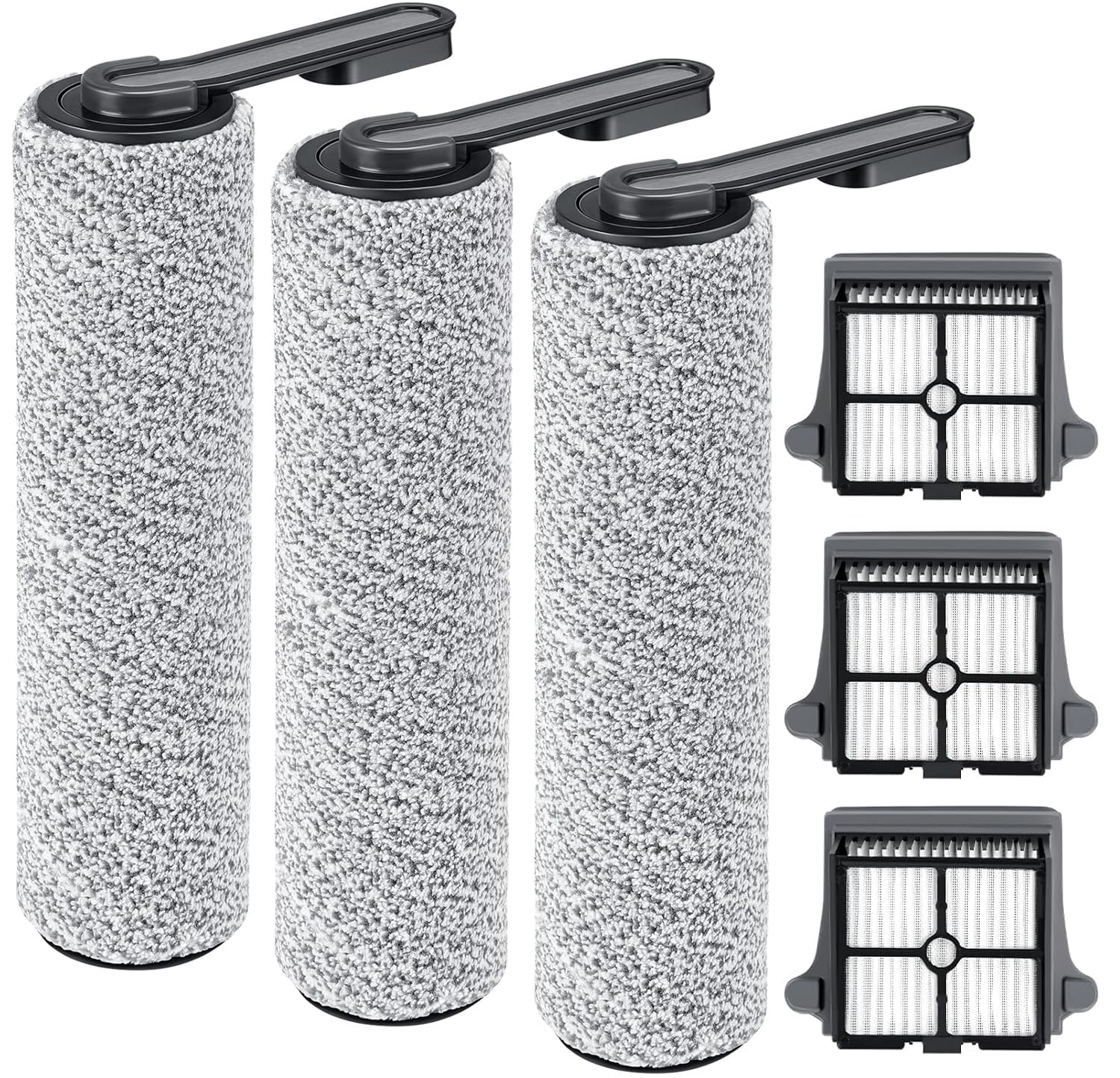 Only iFLOOR 5 Breeze Roller Brush and Filters Replacement Compatible with Tineco iFloor 5 Breeze Cordless Wet Dry Vacuum Cleaner, Replacement Parts Include 3 Roller Brushes, 3 HEPA Filters