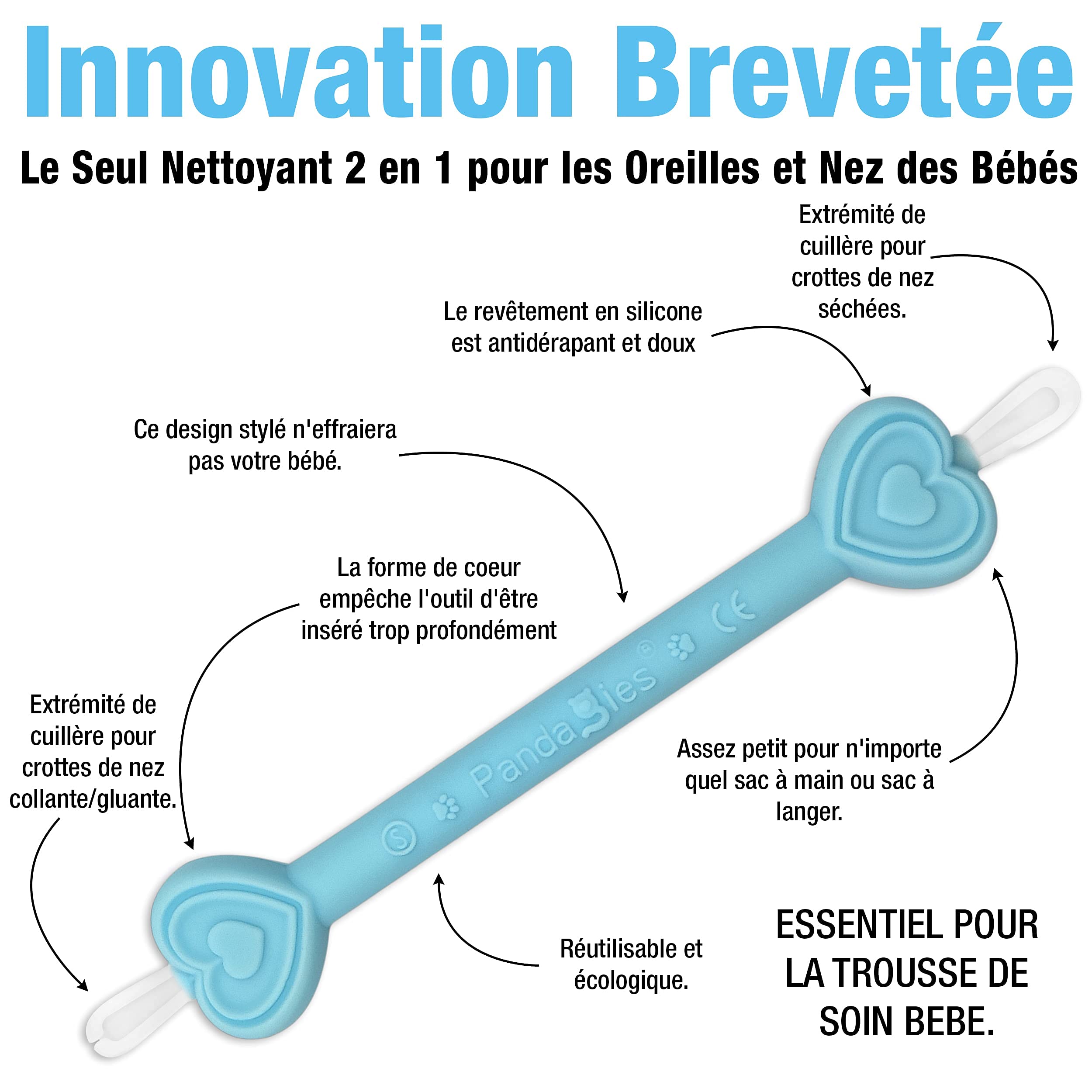 Nettoyeur Nasale Cure Nez et Oreilles Bébé – Compatible Mouche bébé Aspirateur Nasal Nourrisson – Mouche Nez – Sérum Physiologique – Pince de Nettoyage du Nez – Déboucheurs Oreilles – Seringue Nasale.