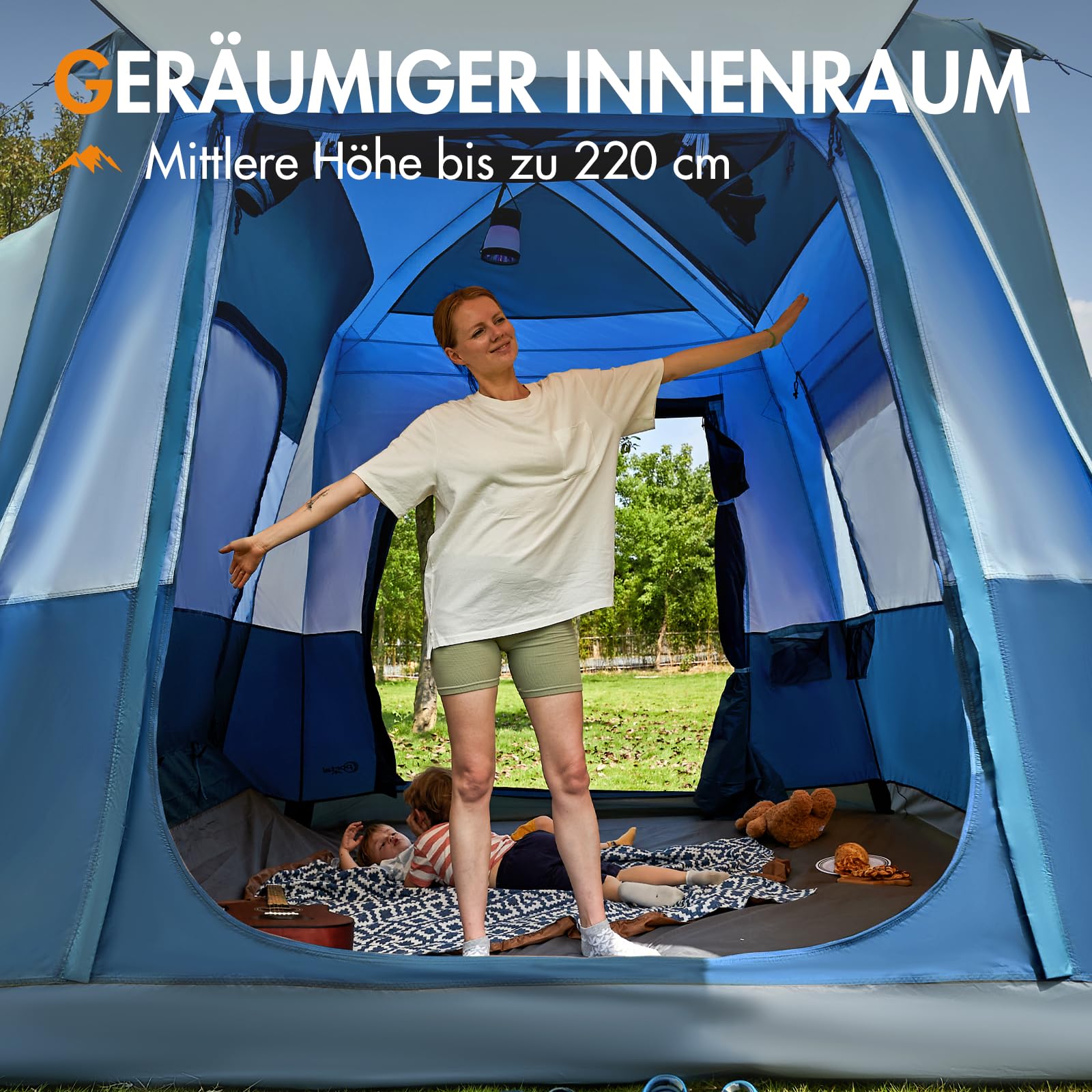 PORTAL Tenda posteriore 4-5 persone 2 in 1 Tenda auto con tenda da sole 305x245x220cm 2000mm impermeabile Tenda familiare Tenda da festival per auto Viaggi Campeggio