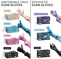 Vista 8 de FifthPulse Guantes desechables de vinilo negro - Guantes de examen médico sin polvo y látex