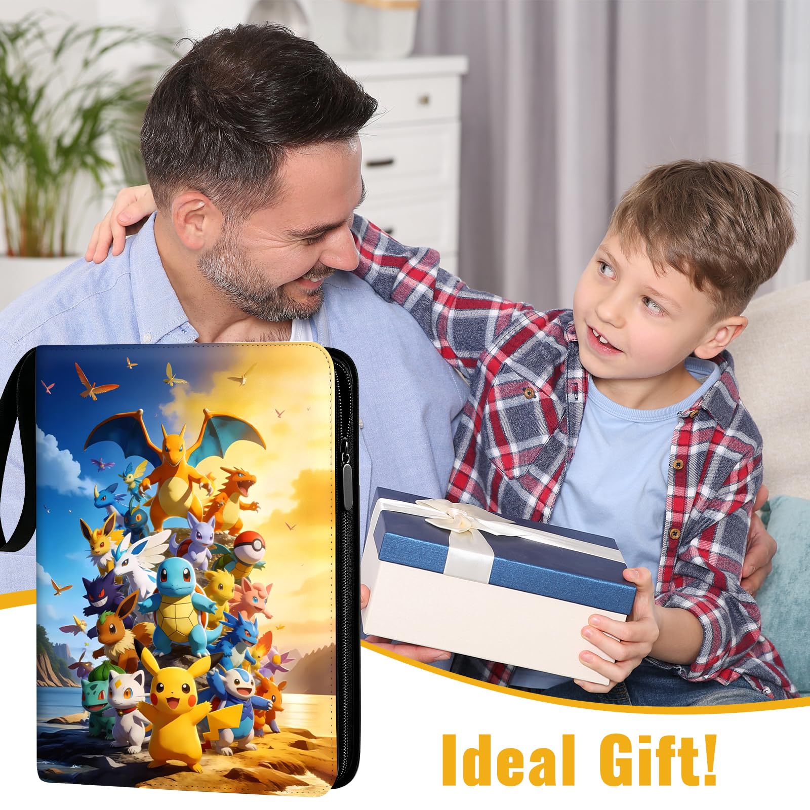 Album per collezionisti, 50 pagine 400 carte Album da collezione, PU raccoglitore per carte, porta carte portatile impermeabile, regalo per bambini (400)