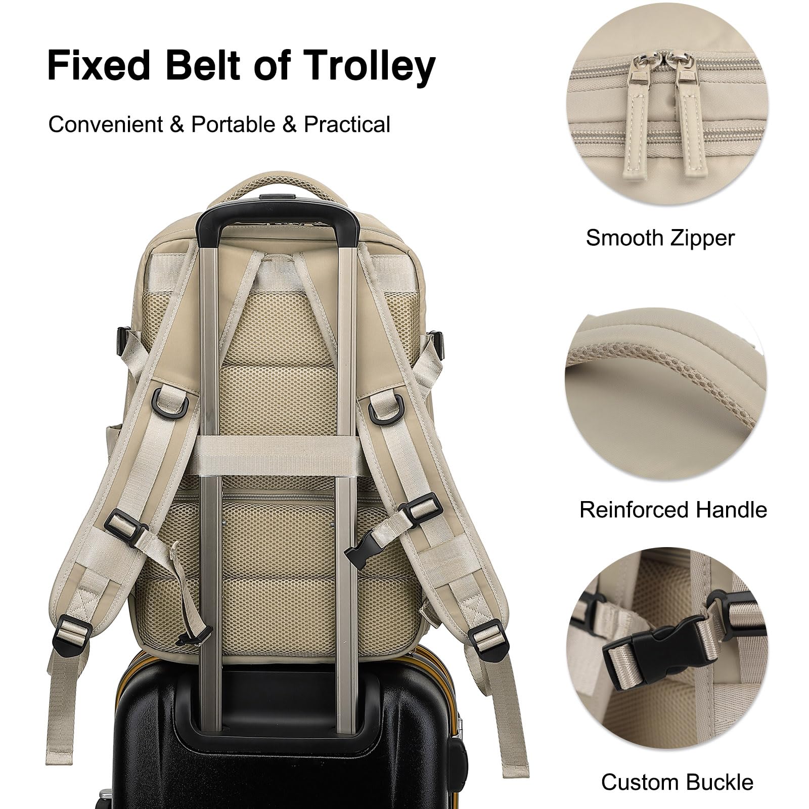 FANDARE Mochila Impermeable para Portátil de 15.6 Pulgadas Gran Capacidad de Viaje Antirrobo para Zapatos Morado