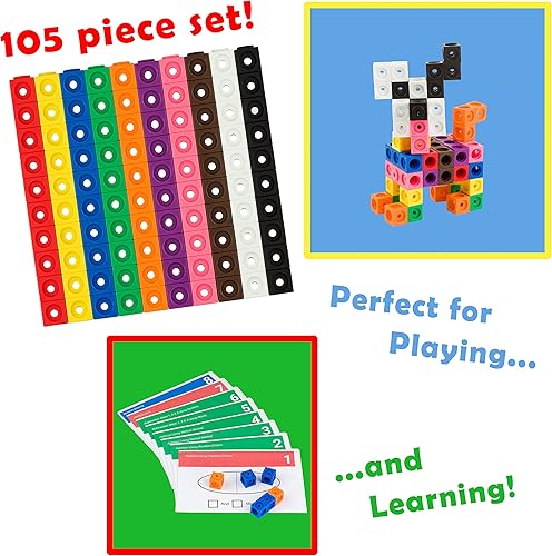 Miniatura 6 de Hopscotch School Supply Juego de actividades de cubos de matemáticas entrelazados, incluye guía para padres. Creado por un profesor