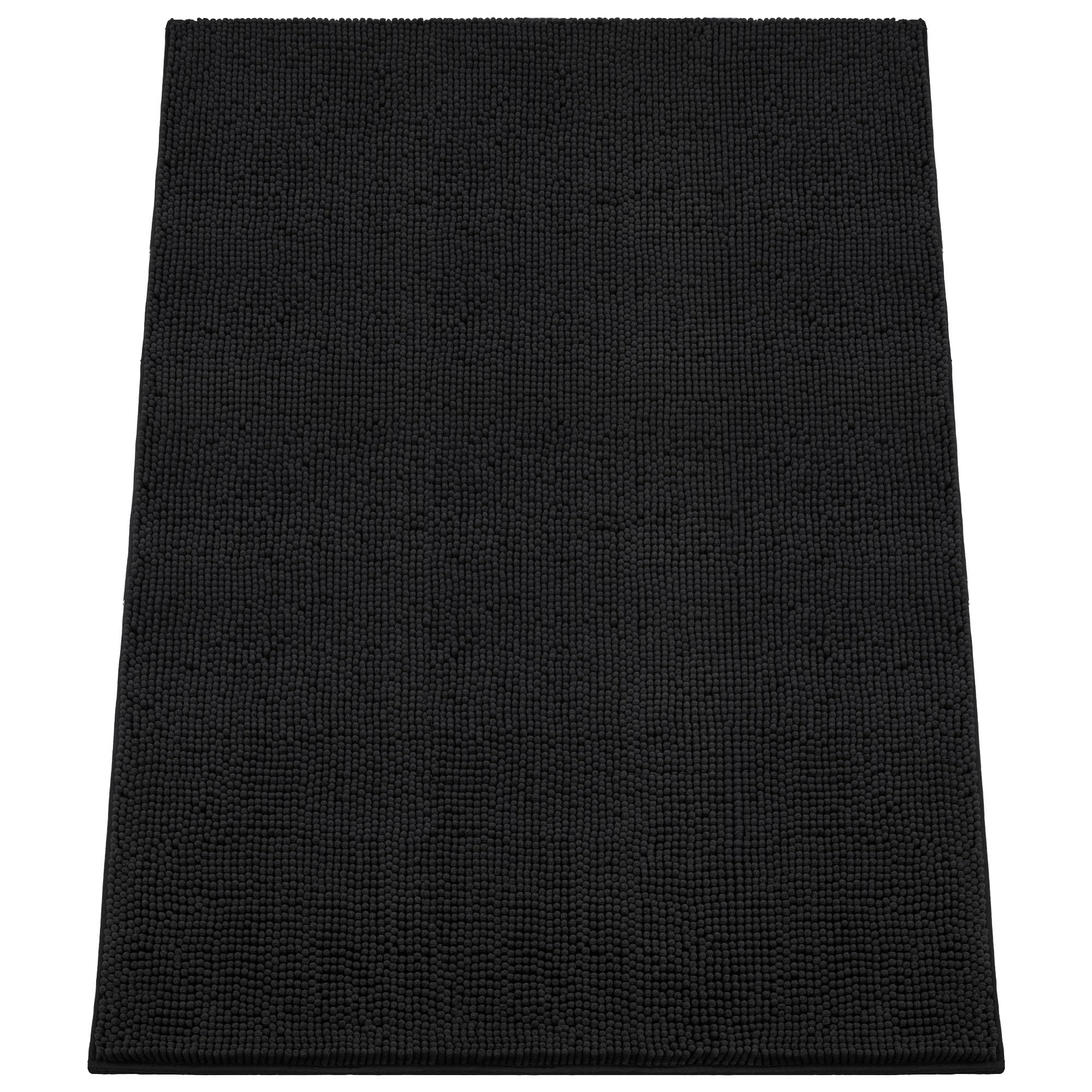 Absorbent Dog Door Mat for Muddy Paws, 60" x 48" Chenille Indoor Mats for Entryway, Trap Dirt Front Door Mat Indoor Entrance Washable Non Slip Soft Black