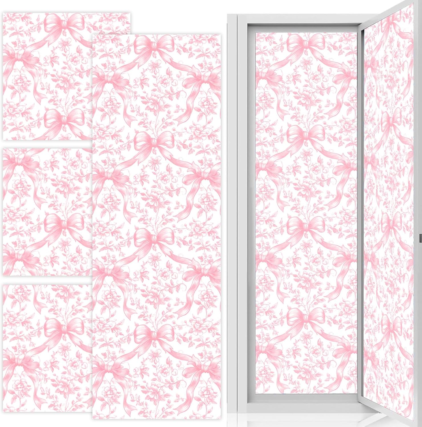 6 Pcs Flower Bow Locker Magnetic Wallpaper Magnetic Sticker Pink Floral Bowknot Removable Locker Accessories Wall Sticker for Bedroom Living Room Bathroom Cabinet