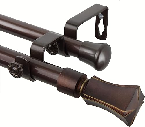 Rod Desyne Fort - Barra de cortina doble, 66 x 120 pulgadas, color cacao