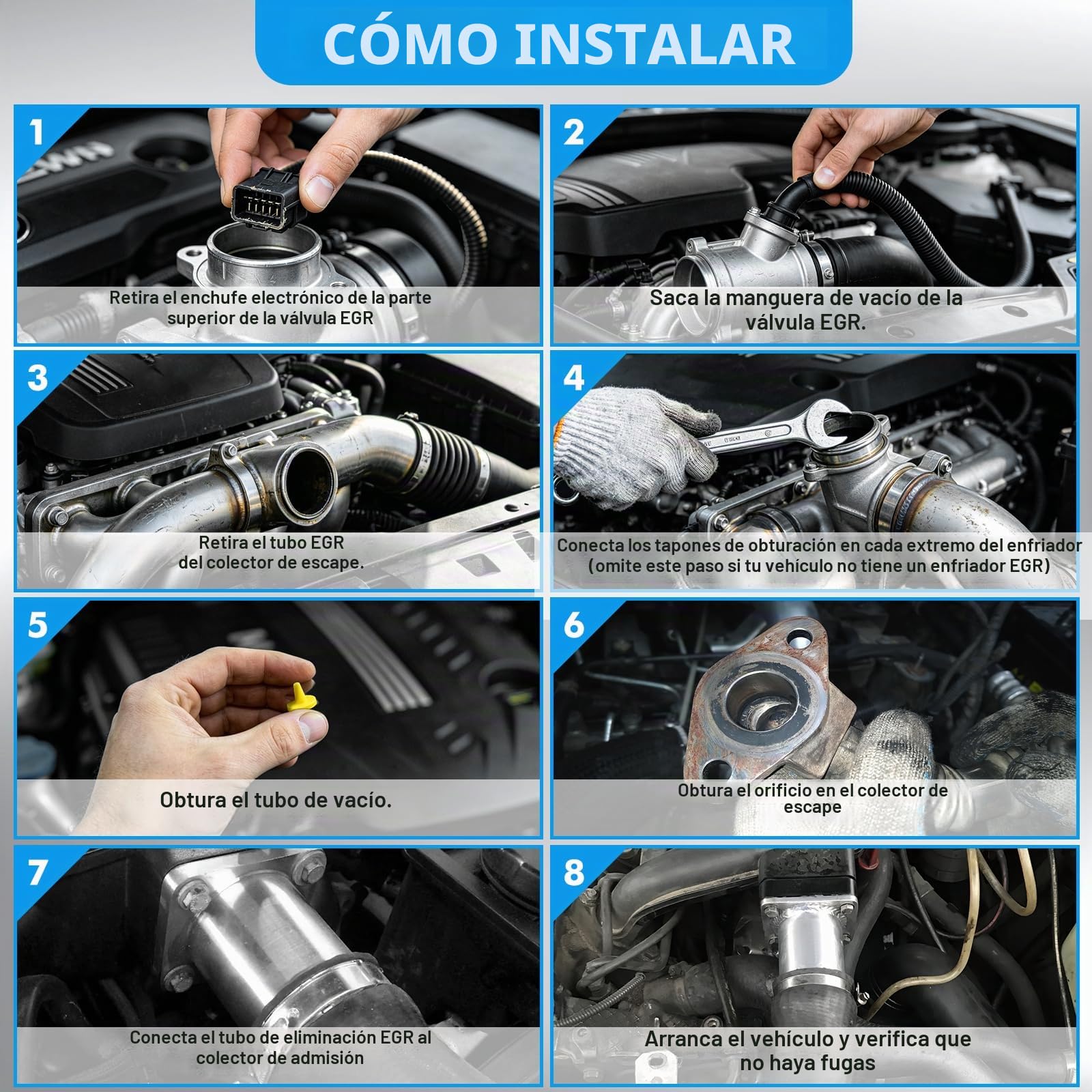 KAOLALI Kit de extracción de válvula EGR compatible con 3 E46, 5 E60, E61, 7 E65, kit de extracción de válvula EGR para X3 E80, X5 E53 con motores 3.0 M57N, 1171778999, 1117804379