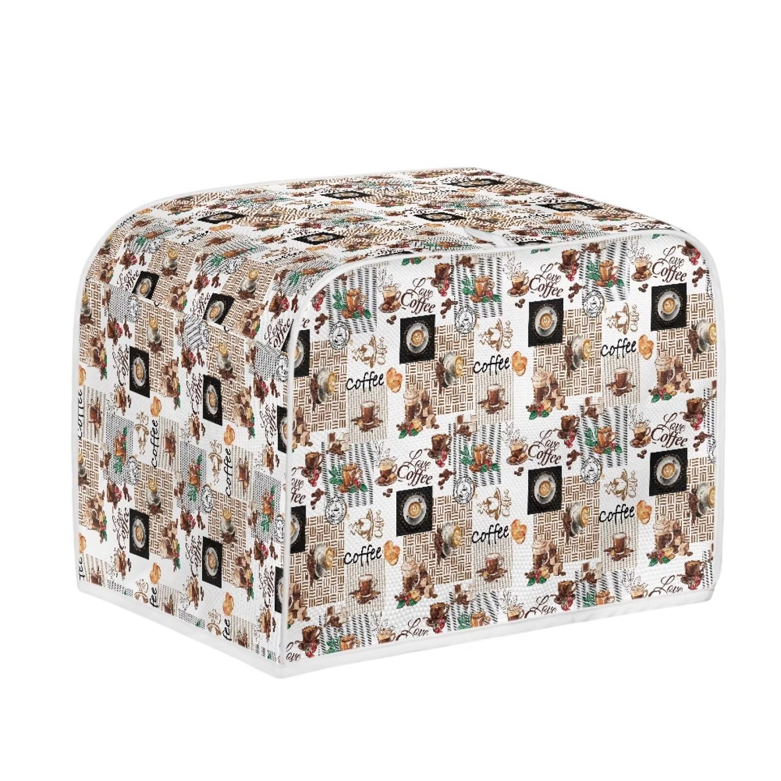 Hechitok Toaster Cover for Kitchen Coffee Pattern Toaster Dust Cover, Washable & Waterproof for Kitchen Universal Size Microwave Oven Dustproof Cover Women Gift