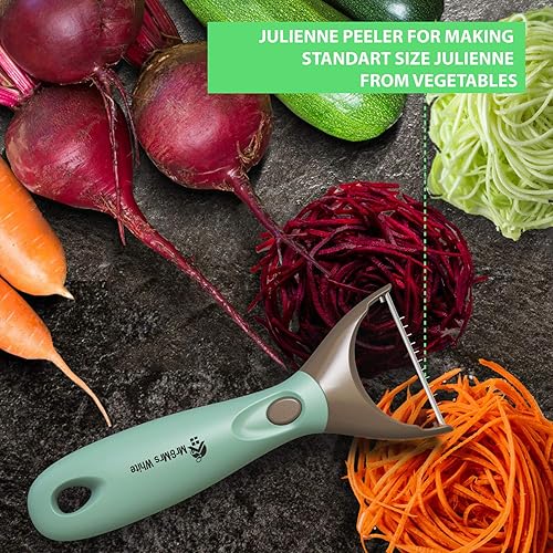 Miniatura 5 de Juego de pelador de verduras 3 en 1 de alta calidad, cuchillas afiladas de acero inoxidable con mango intercambiable, peladores rectos, juliana y