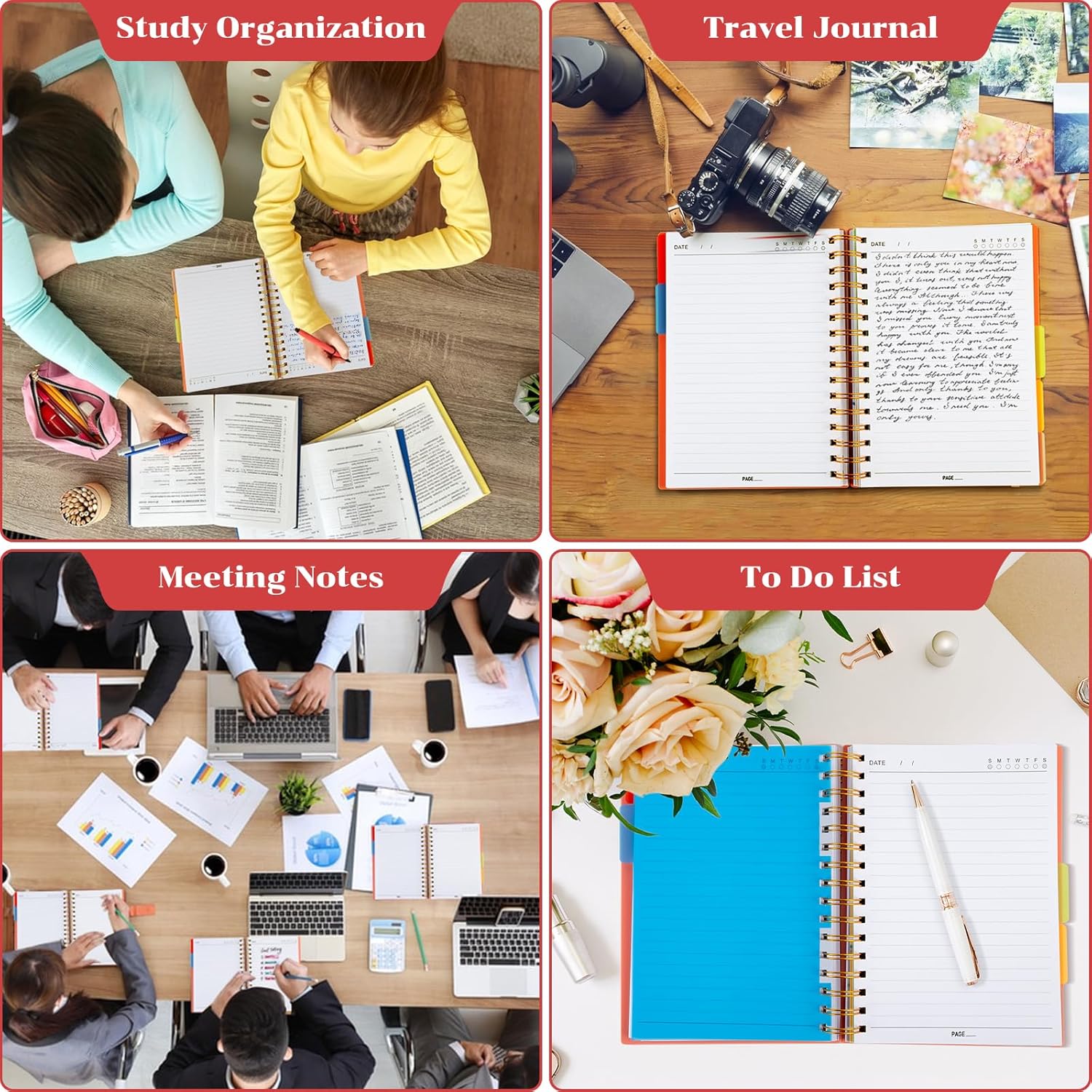 Spiral Notebook, A5 Size 5 Subject Notebooks College Ruled with Tabs and Removable Dividers, 300 Pages 100GSM Thick Spiral Ruled Lined Writing Journal Notebook for Work, School（6.2"x 8.5"） - Image 8