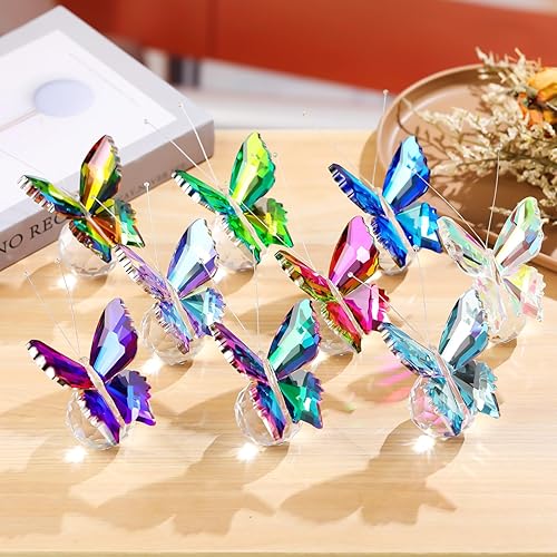 Miniatura 7 de YWHL Decoración de figura de mariposa de cristal hecha a mano, regalos de mariposa de vidrio para mujeres con base, adorno de estatua coleccionable