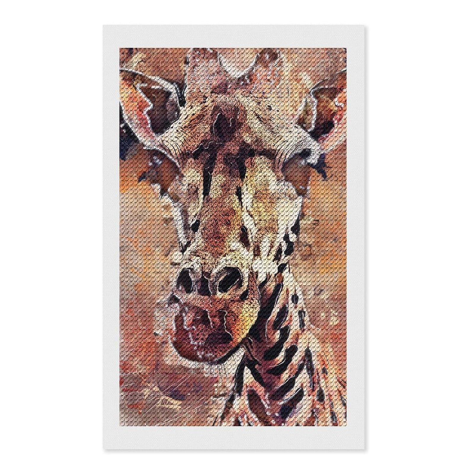 Junmoney Giraffe(3) DIY Diamond Art Canvas Kit 12"x20", Pleasing Wall Art Project, Easy Handmade Project, Living Room Decor
