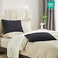 Vista 432 de PHF Fundas de almohada 100% algodón con tejido de gofre de 24 x 24 pulgadas, paquete de 2 fundas cuadradas para decoración elegante del hogar, sin